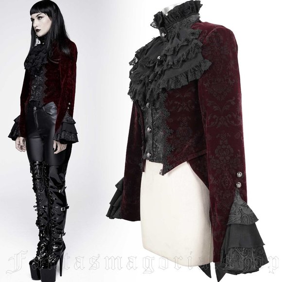 BNWT Victorian Gothic deep red velvet jacket - Picture 2 of 5